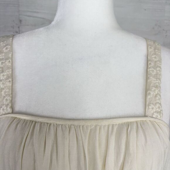 Anthropologie Pepin Tiered Swing Dress Size 2 Cream Embroidered Sleeveless Beach - Picture 8 of 13